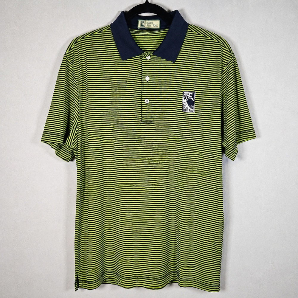 The Lodge Torrey Pines Polo Shirt Men's M Striped Supima Cotton Golf Resortwear